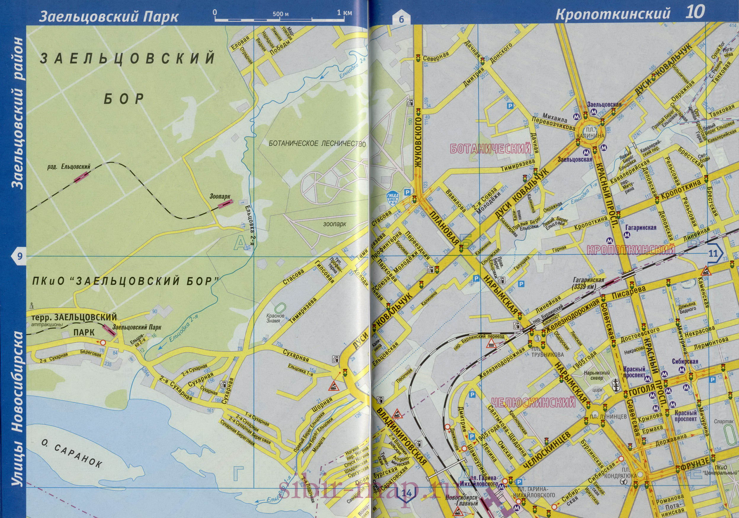 Железнодорожный район Новосибирска. Подробная карта Железнодорожного района с номерами домов, A0 - 