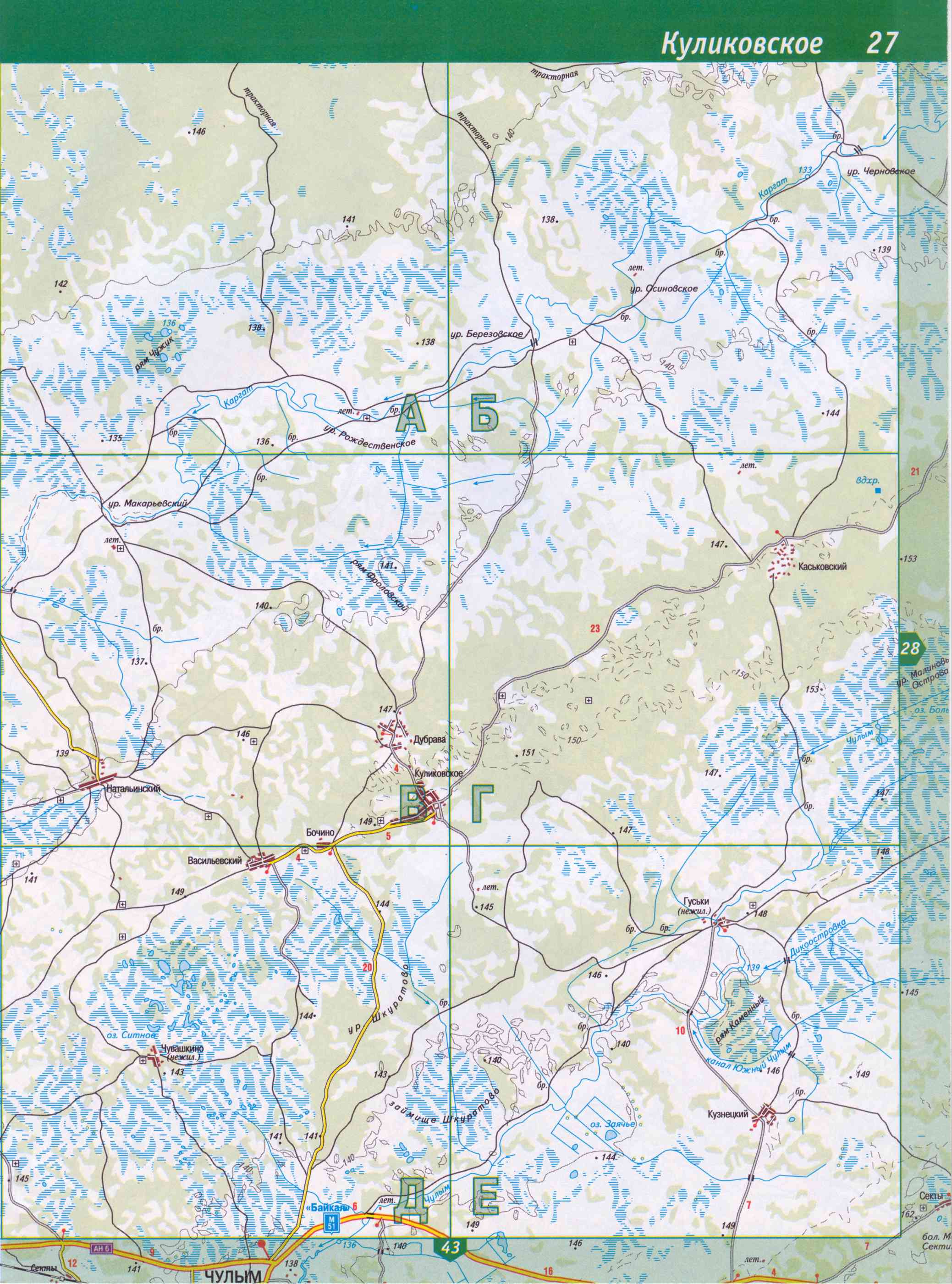 Карта Чулымского района. Автомобильная карта Чулымского района Новосибирской области, B0 - 