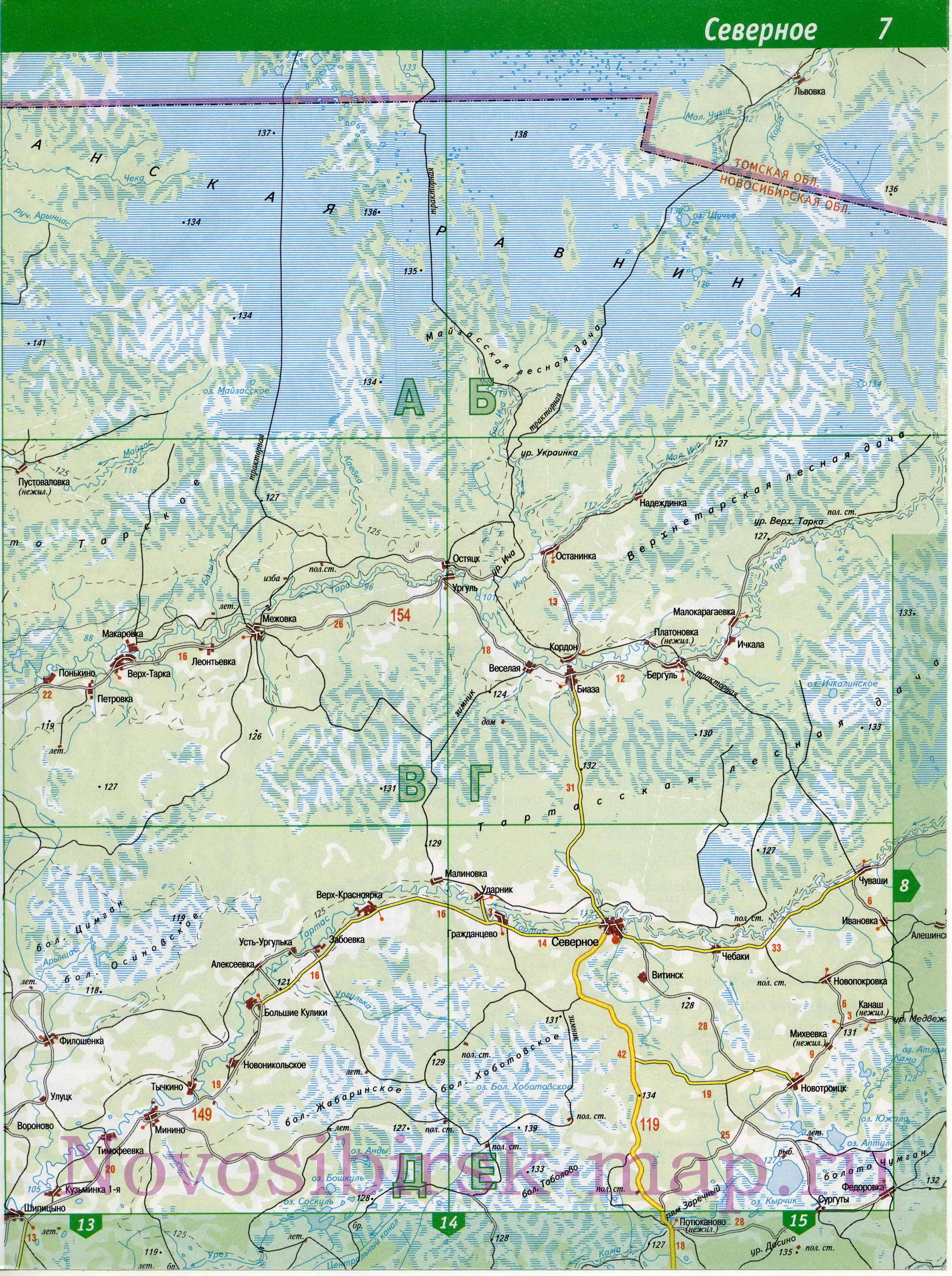 Карта Северного района Новосибирской обл. Топографическая карта Северного района, A0 - 