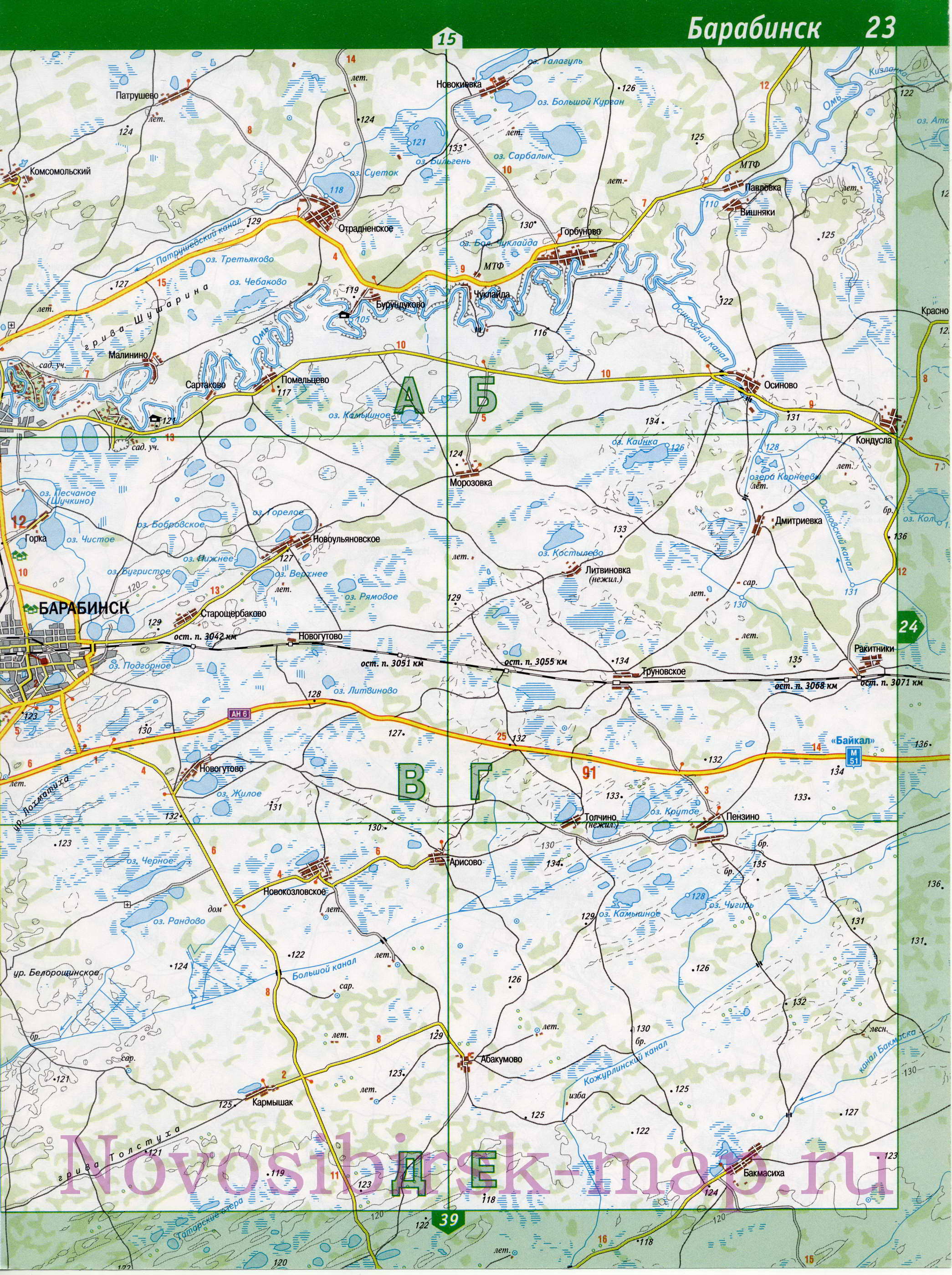 Карта Куйбышевского района. Подробная карта - Куйбышевский район Новосибирской области , C1 - 