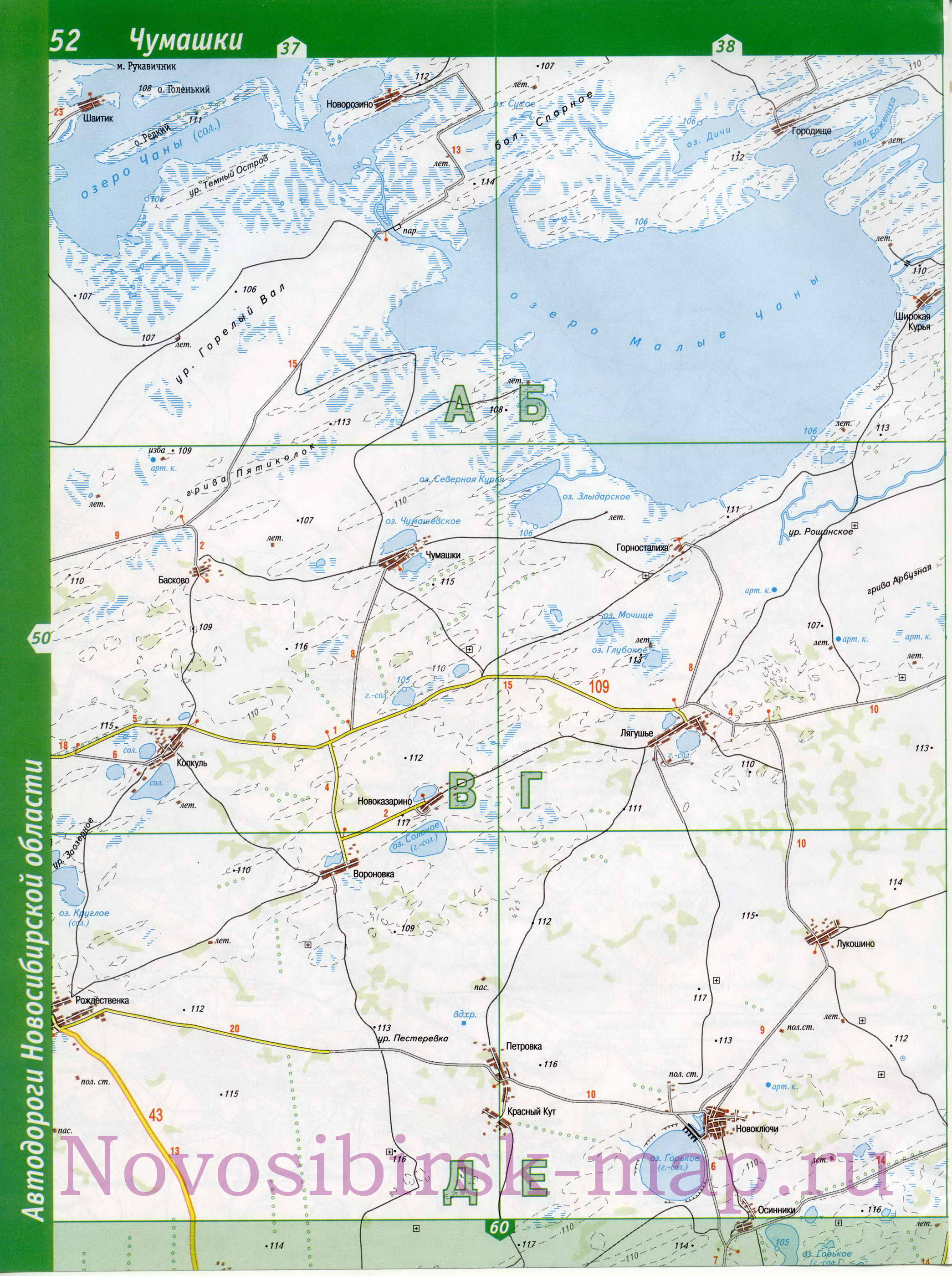 Карта Здвинского района Новосибирской области. Карта автомобильных дорог - Здвинский район, A1 - 
