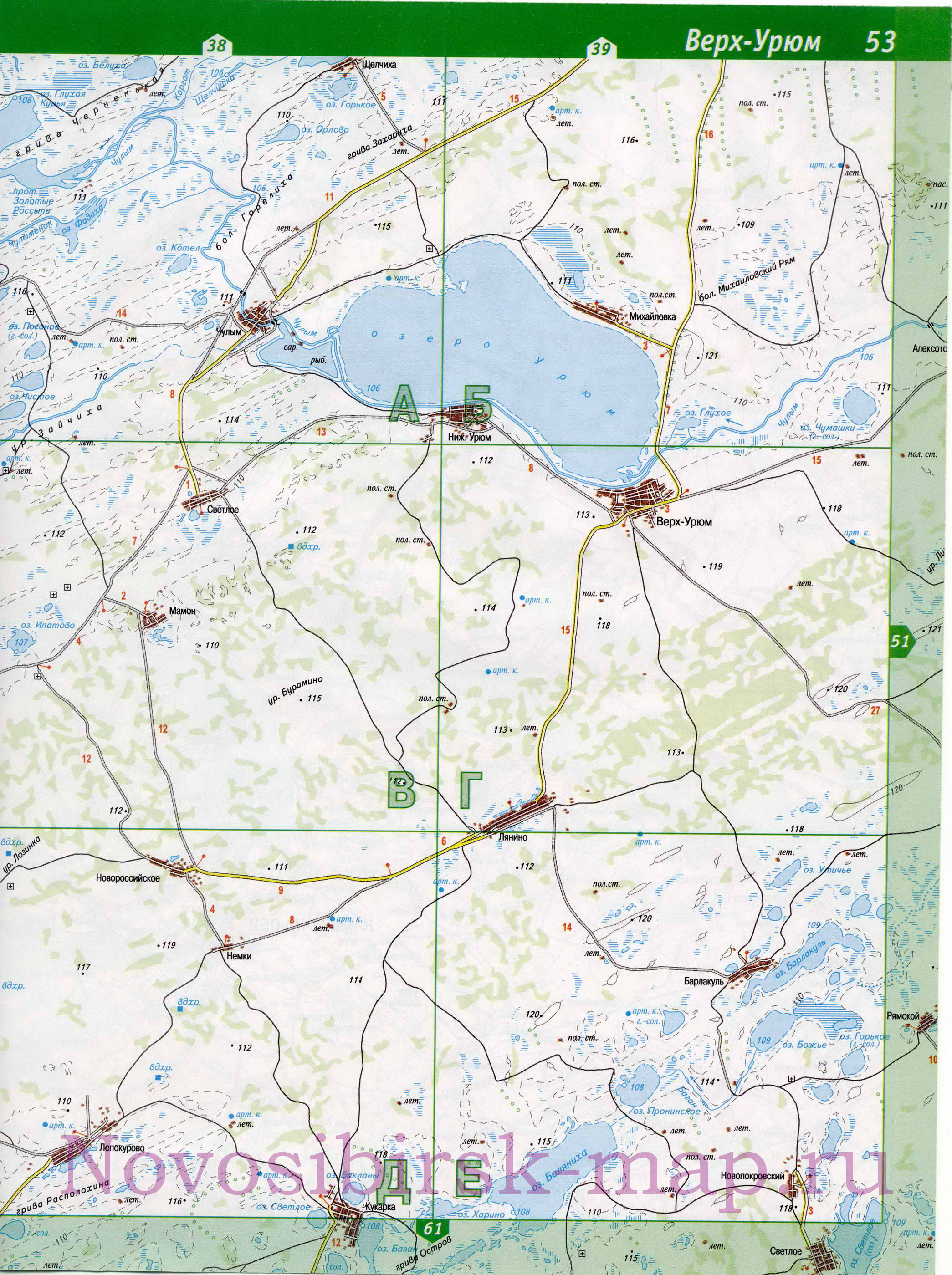 Карта Здвинского района Новосибирской области. Карта автомобильных дорог - Здвинский район, B1 - 